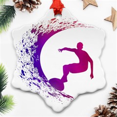 Wave Surfer Surfing Sport Athlete Water Sea Snowflake Ornament (two Sides)