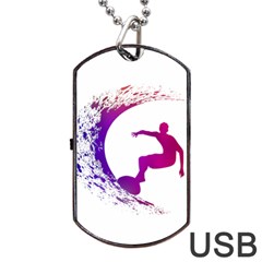 Wave Surfer Surfing Sport Athlete Water Sea Dog Tag Usb Flash (two Sides) by Wegoenart