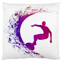 Wave Surfer Surfing Sport Athlete Water Sea Large Cushion Case (one Side) by Wegoenart