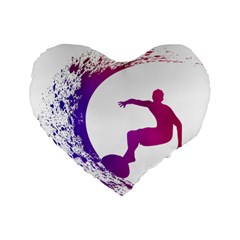 Wave Surfer Surfing Sport Athlete Water Sea Standard 16  Premium Heart Shape Cushions by Wegoenart