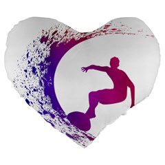 Wave Surfer Surfing Sport Athlete Water Sea Large 19  Premium Heart Shape Cushions by Wegoenart