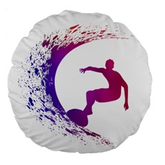 Wave Surfer Surfing Sport Athlete Water Sea Large 18  Premium Flano Round Cushions by Wegoenart