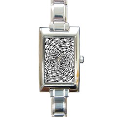 Illusions Abstract Black And White Patterns Swirls Rectangle Italian Charm Watch by Wegoenart