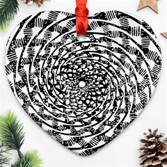 Illusions Abstract Black And White Patterns Swirls Ornament (heart)