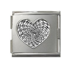 Illusions Abstract Black And White Patterns Swirls Mega Link Heart Italian Charm (18mm)