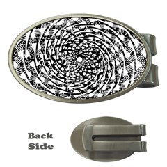 Illusions Abstract Black And White Patterns Swirls Money Clips (oval)  by Wegoenart