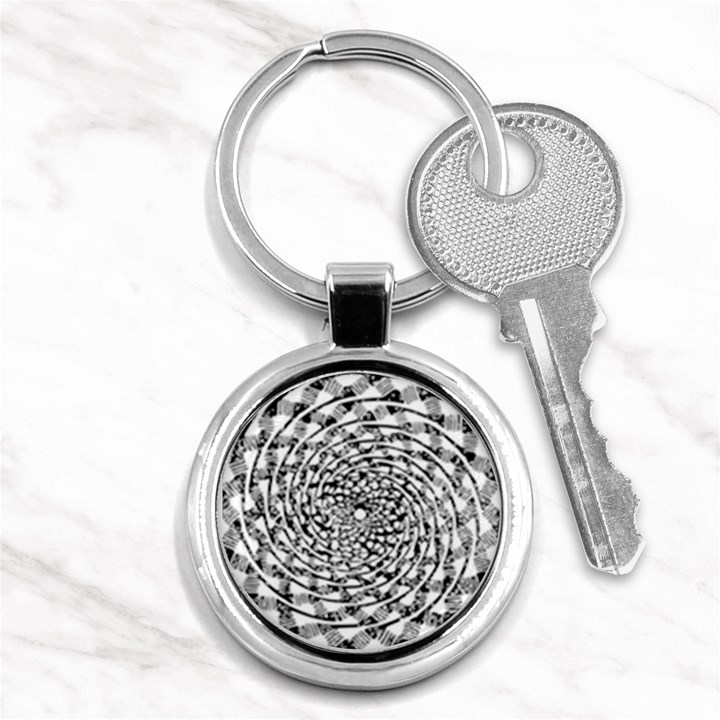 Illusions Abstract Black And White Patterns Swirls Key Chain (Round)