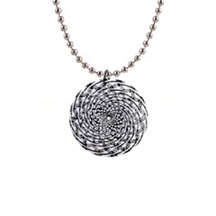 Illusions Abstract Black And White Patterns Swirls 1  Button Necklace by Wegoenart