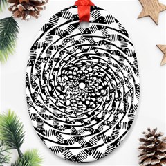 Illusions Abstract Black And White Patterns Swirls Oval Ornament (two Sides)