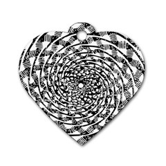 Illusions Abstract Black And White Patterns Swirls Dog Tag Heart (one Side) by Wegoenart