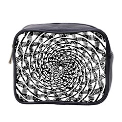 Illusions Abstract Black And White Patterns Swirls Mini Toiletries Bag (two Sides) by Wegoenart