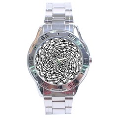 Illusions Abstract Black And White Patterns Swirls Stainless Steel Analogue Watch by Wegoenart