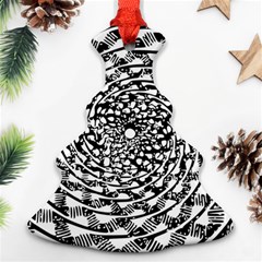 Illusions Abstract Black And White Patterns Swirls Ornament (christmas Tree) 