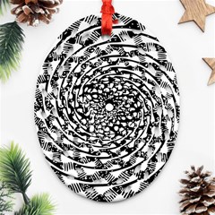 Illusions Abstract Black And White Patterns Swirls Oval Filigree Ornament (two Sides)