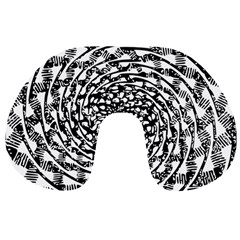 Illusions Abstract Black And White Patterns Swirls Travel Neck Pillow by Wegoenart