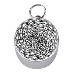 Illusions Abstract Black And White Patterns Swirls Mini Silver Compasses by Wegoenart