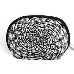 Illusions Abstract Black And White Patterns Swirls Accessory Pouch (medium) by Wegoenart