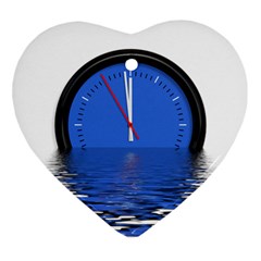 The Eleventh Hour Clock Time Catastrophe Heart Ornament (two Sides) by Wegoenart