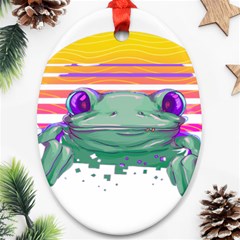 Frog Animal Sun Amphibian Figure Digital Art Ornament (oval)