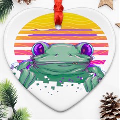 Frog Animal Sun Amphibian Figure Digital Art Ornament (heart)