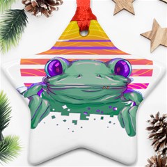 Frog Animal Sun Amphibian Figure Digital Art Ornament (star)