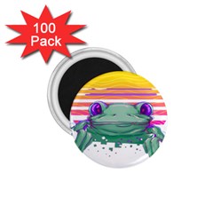 Frog Animal Sun Amphibian Figure Digital Art 1 75  Magnets (100 Pack)  by Wegoenart