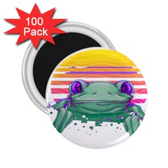 Frog Animal Sun Amphibian Figure Digital Art 2 25  Magnets (100 Pack)  by Wegoenart