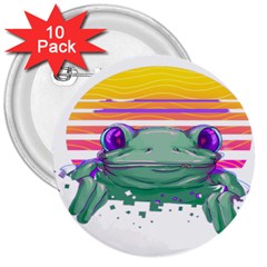 Frog Animal Sun Amphibian Figure Digital Art 3  Buttons (10 Pack)  by Wegoenart