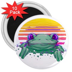 Frog Animal Sun Amphibian Figure Digital Art 3  Magnets (10 Pack)  by Wegoenart