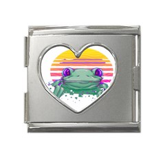 Frog Animal Sun Amphibian Figure Digital Art Mega Link Heart Italian Charm (18mm) by Wegoenart