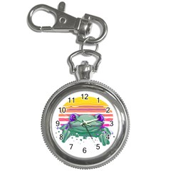 Frog Animal Sun Amphibian Figure Digital Art Key Chain Watches by Wegoenart