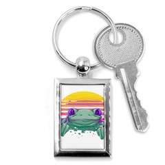 Frog Animal Sun Amphibian Figure Digital Art Key Chain (rectangle) by Wegoenart