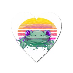 Frog Animal Sun Amphibian Figure Digital Art Heart Magnet by Wegoenart