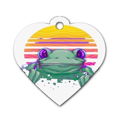 Frog Animal Sun Amphibian Figure Digital Art Dog Tag Heart (two Sides) by Wegoenart