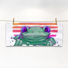 Frog Animal Sun Amphibian Figure Digital Art Hand Towel by Wegoenart