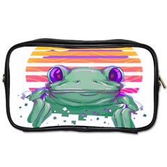 Frog Animal Sun Amphibian Figure Digital Art Toiletries Bag (one Side) by Wegoenart