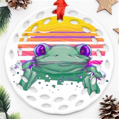 Frog Animal Sun Amphibian Figure Digital Art Ornament (round Filigree)