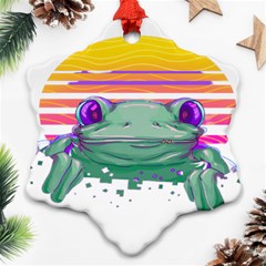 Frog Animal Sun Amphibian Figure Digital Art Ornament (snowflake)