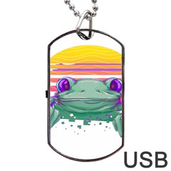 Frog Animal Sun Amphibian Figure Digital Art Dog Tag Usb Flash (one Side) by Wegoenart