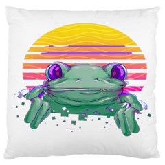 Frog Animal Sun Amphibian Figure Digital Art Large Premium Plush Fleece Cushion Case (two Sides) by Wegoenart