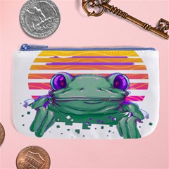 Frog Animal Sun Amphibian Figure Digital Art Large Coin Purse by Wegoenart