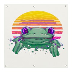 Frog Animal Sun Amphibian Figure Digital Art Banner And Sign 3  X 3  by Wegoenart