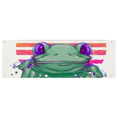 Frog Animal Sun Amphibian Figure Digital Art Banner And Sign 9  X 3  by Wegoenart