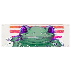 Frog Animal Sun Amphibian Figure Digital Art Banner And Sign 12  X 4  by Wegoenart