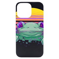 Frog Animal Sun Amphibian Figure Digital Art Iphone 14 Pro Max Black Uv Print Case by Wegoenart