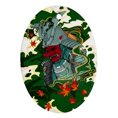 Armor Japan Maple Leaves Samurai Mask Cut Ornament (oval) by Wegoenart