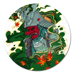 Armor Japan Maple Leaves Samurai Mask Cut Magnet 5  (round) by Wegoenart