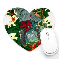 Armor Japan Maple Leaves Samurai Mask Cut Heart Mousepad by Wegoenart