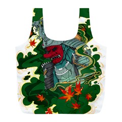 Armor Japan Maple Leaves Samurai Mask Cut Full Print Recycle Bag (l) by Wegoenart