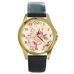 Roses-58 Round Gold Metal Watch by nateshop